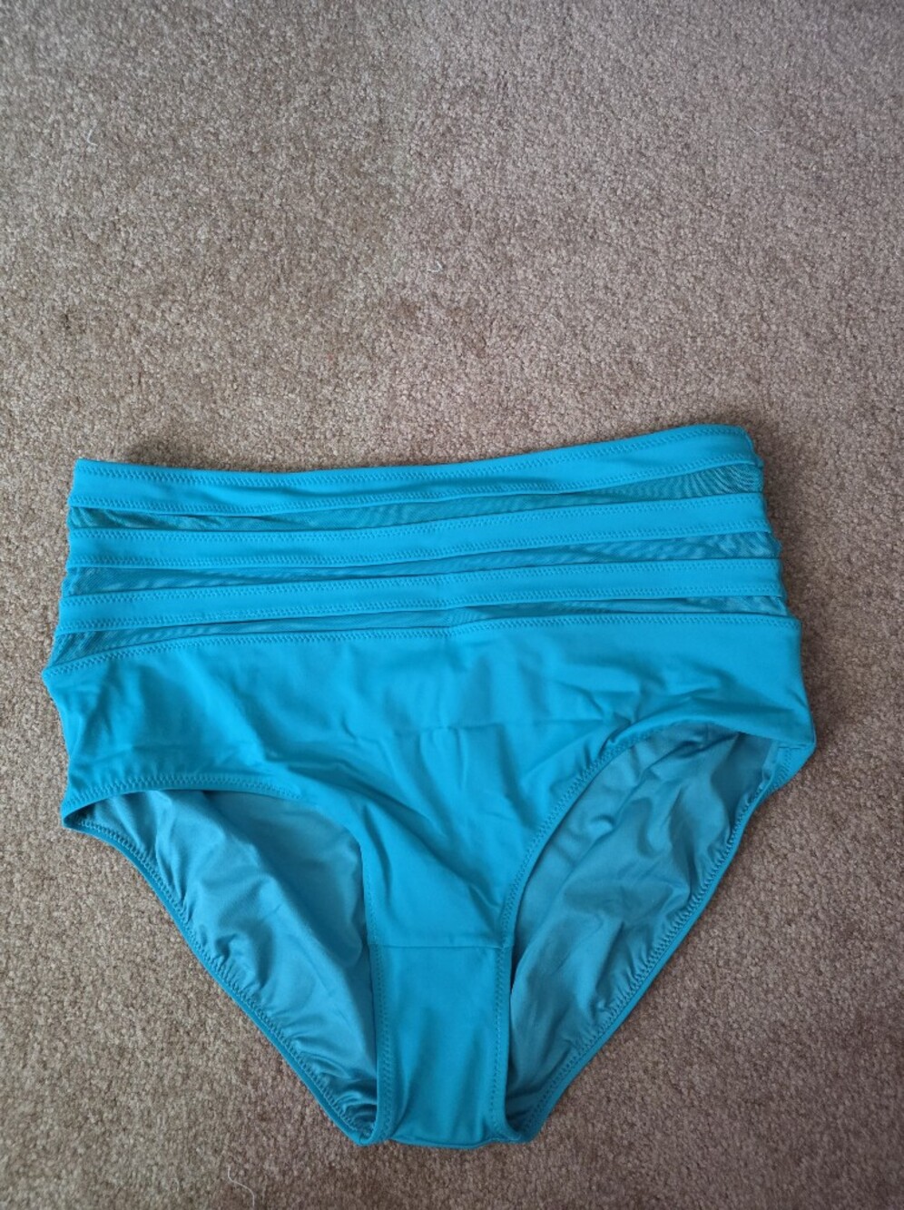 KIAVA High-Waisted Teal Swim Bottoms